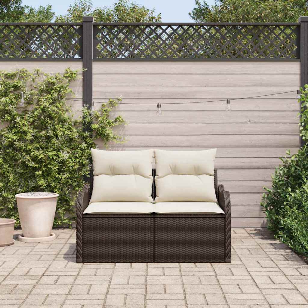 Gartensofa mit Kissen Braun 121 x 62 x 69cm Poly-Rattan